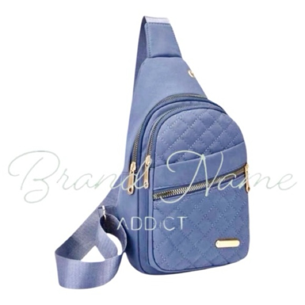 PRICE IS FIRM - Chic Quilted Blue Crossbody Bag - Picture 2 of 4